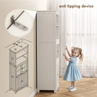 HOMCOM Freestanding Kitchen Cupboard, 4-Door Storage Cabinet with Adjustable Shelf and Glass Doors for Dining Room, Living Room, White(m-7)