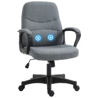 Vinsetto Chefsessel mit Massagefunktion Massage Sessel höhenverstellbarer Drehstuhl Bürostuhl ergonomisches Liniendesign mit USB-Schnittstelle höhenverstellbar Polyester PP Grau 59 x 63 x 92-101 cm(m-11)