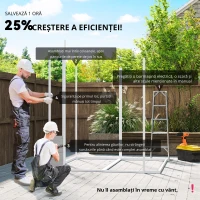 Outsunny Căsuță de grădină din rășină cu podea, 2 uși blocabile, fereastră, 1.8x1.8m, gri(m-9)