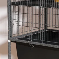 PawHut 5 Levels Rolling Small Animal Cage with Non Slip Ramps, Slide Out 16cm Deep Tray, 88 x 48 x 150.5cm, Dark Grey(m-8)