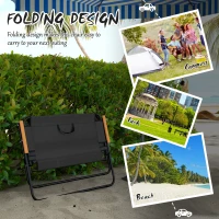 Outsunny Ławka Ogrodowa, Składane Krzesło Kempingowe na 2 Osoby Do 220 kg Czarny, Siatka, 108 x 65 x 73 cm(m-4)