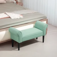 HOMCOM Banc Entrée Bout de Lit Rembourré pour Chambre à Coucher, Tissu à Voile, vert, 102 x 36 x 51 cm(m-10)