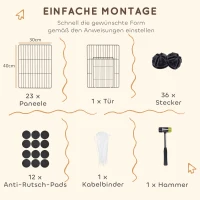 PawHut Kleintierkäfig, Außengehege, modulare Bauweise, 0,72 m² Fläche, Stahl, Schwarz(m-5)