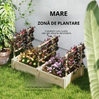 Outsunny Jardinieră Înălțată din Lemn cu 3 Suporturi pentru Plante, 119x62,5x64 cm, Natural(m-6)