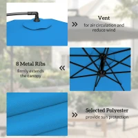 Outsunny 3m Overhanging Parasol, with Base, Weights and Cover - Blue(m-6)