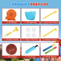 AIYAPLAY Castel gonflabil cu suflant, zonă de joacă gonflabilă cu tobogane, trambulină, piscină cu bile, multicolor(m-4)