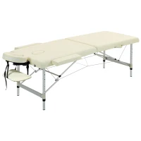 HOMCOM Table de massage pliable portable + housse de transport charge max. 225 Kg hauteur réglable 210 x 90 cm crème(m-12)