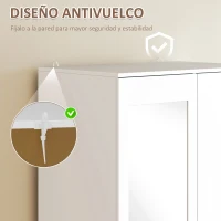 HOMCOM Armario Ropero de 2 Puertas con Espejo 3 Cajones Estantes Ajustables y Barra para Colgar Incluida 80x50x180 cm Blanco(m-7)