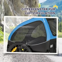 PawHut Hundeanhänger Faltbar mit Reflektoren Mesh-Fenster Rädern Tür Sicherheitsflagge für Hunde bis 20 kg 138x70x89 cm Blau(m-7)