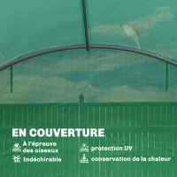 Outsunny Serre Tunnel de Jardin Serre Maraîchère Acier Galvanisé Ø25mm et Structure Renforcée 395x595x199cm Vert(m-6)