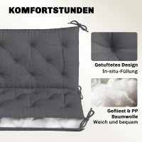 Outsunny 2 Sitzer Bankauflage 100 x 98 x 8 cm Sitzkissen mit Bändern Rückenkissen für Indoor/Outdoor Polster Auflage für Sitzbank Gartenbank Gartenmöbel Hollywoodschaukeln Dunkelgrau(m-5)