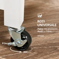 HOMCOM Cărucior Bucătărie cu Roți, Insulă Bucătărie cu 3 Sertare, 3 Rafturi, Blat din Lemn, Mobilier Multifuncțional Compact, 67x37x85.5cm, Alb(m-7)