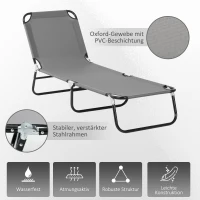 Outsunny Zonnebed, 5-voudig verstelbare rugleuning, snel drogend, metalen frame, 188 x 56 x 28 cm, Grijs(m-5)