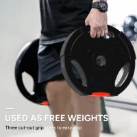 SPORTNOW Weights Plates Set of 4, Tri Grip Barbell Weight Set with 2.5cm Holes, for Home, Gym, Lifting and Strength Training, 2 x 7.5kg and 2 x 5kg(m-4)