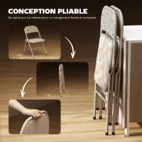 HOMCOM Lot de 2 chaises pliantes chaises de salle à manger portables cadre en acier dim. 45l x 46P x 78H cm beige(m-6)