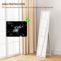 HOMCOM Espejo de Cuerpo Entero 157x37 cm con Marco de MDF Espejo de Pie Inclinado o Colgante Blanco Veteado(m-7)