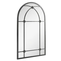 Outsunny Arched Mirror, Shatterproof Acrylic Windowpane Wall Mounted Mirror with Robust Metal Frame, 100 x 60 cm, Black(m-1)