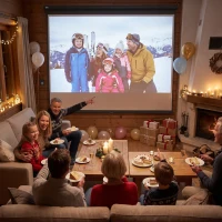 HOMCOM Schermo per Proiettore 120" Formato 4:3 Regolabile con Telecomando, 244x183cm, Nero(m-9)