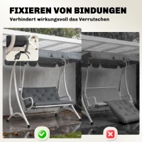 Outsunny 2 Sitzer Bankauflage 100 x 98 x 8 cm Sitzkissen mit Bändern Rückenkissen für Indoor/Outdoor Polster Auflage für Sitzbank Gartenbank Gartenmöbel Hollywoodschaukeln Dunkelgrau(m-6)