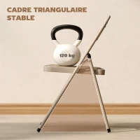 HOMCOM Lot de 2 chaises pliantes chaises de salle à manger portables cadre en acier dim. 45l x 46P x 78H cm beige(m-5)