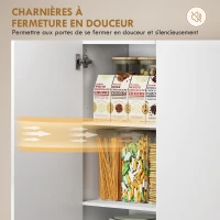 HOMCOM Buffet haut cuisine armoire de cuisine à haute brillance 6 portes à fermeture douce étagères réglables blanc(m-7)