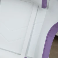 Vinsetto Computer Gaming Chair, PU Leather Office Desk Chair with Footrest, Swivel Wheels, 135° Reclining Back, Lumbar Support, Headrest for Home, White and Purple(m-12)