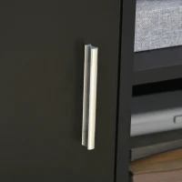 HOMCOM Mobile Porta Stampante a Rotelle con Armadietto e 3 Ripiani Aperti, in Legno, 60x50x65.5 cm, Nero(m-8)