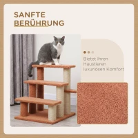 PawHut Kratzbaum, Haustiertreppe, 3 Stufen, Spielball, bis 5 kg, 45x40x48cm, Braun(m-6)