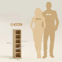 HOMCOM Lot de 2 étagères colonnes armoire de rangement CD-DVD 12 compartiments 21 x 22,5 x 88,5 cm capacité 204 CD chêne(m-3)