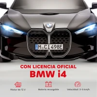HOMCOM Coche Eléctrico para Niños 37-72 Meses Autorización BMW I4 con Control Remoto y Cinturón de Seguridad 115x67x45cm Negro(m-4)
