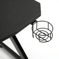 HOMCOM Gaming Desk 120 x 65 cm Steel Frame with Cup Holder, Headphone Hook, Adjustable Feet and Cable Organiser, Home Office Computer Table, Black(m-10)