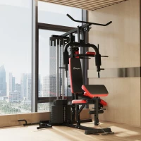 SPORTNOW Stazione Fitness Multifunzione per Allenamento del Corpo, in Acciaio e PU, 225x175x200 cm, Nero(m-13)