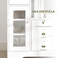 HOMCOM Bufet cu Compartiment Deschis, Sertar, 3 Rafturi și Dulap cu 2 Uși, din Lemn, 80x30x82 cm, Alb(m-6)