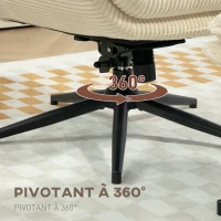 HOMCOM Fauteuil rembourré pivotant avec repose-pieds, Fauteuil inclinable moderne pour salon, chambre à coucher, bureau à domicile, Beige(m-4)