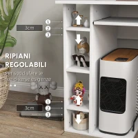 HOMCOM Scrivania per PC Ergonomica con Mensole, Armadietto, Cassetto e Piano Tastiera Estraibile, 120x60x74 cm, Bianca(m-5)