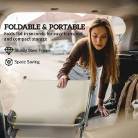 Outsunny Set mit 2 klappbaren, verstellbaren Liegen mit 360° Sonnendach, Gesichtsöffnung, Seitentasche und Textilene 550 g/m², Beige(m-5)