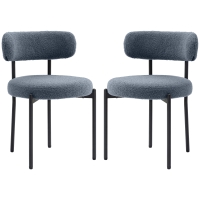 HOMCOM Lot de 2 chaises de salle à manger avec dossier en tissu pieds en acier 51 x 51 x 76 cm gris