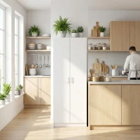 HOMCOM Mobile Multiuso con 5 Ripiani Livelli Regolabili in Legno, per Arredamento Domestico, 60x31.5x165 cm, Bianco(m-14)