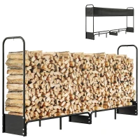 Outsunny 8.5ft Firewood Rack, Heavy Duty Log Storage Holder with Waterproof 600D Oxford Log Cover for Fireplace Fire Pits Outdoor Patio Wood Storage, 500 kg Large Capacity, Black(m-10)