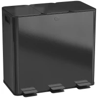 HOMCOM Poubelle de cuisine, poubelle tri sélectif, 3 compartiments de 20L, seaux intérieurs amovibles, 61,9x36,6x56,7cm, noir(m-11)
