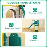 AIYAPLAY Toboggan pour enfant 7 en 1 avec panier de basket, télescope, rangement, tunnel, escalade, tableau de dessin, jaune(m-6)