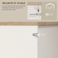 HOMCOM Buffet cuisine meuble cuisine rangement haut avec lumière LED RGB, plan de travail, 6 portes, 2 tiroirs, blanc(m-8)