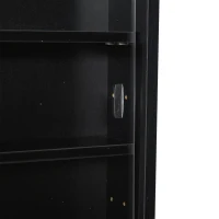 HOMCOM Vitrine murale pour objets de collection 5 étagère réglables en hauteur et 2 portes coulissantes 80 x 9,5 x 60 cm noir(m-8)