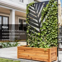 Outsunny Separé a 3 Ante Verticali in Acciaio con Motivo a Foglia di Banana, 122x45x198 cm, Nero(m-7)