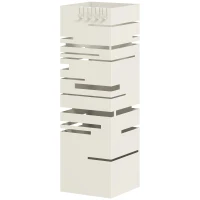 HOMCOM Portaombrelli Autoportante Quadrato in Metallo con 4 Ganci, Beige(m-10)