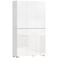 HOMCOM Buffet haut cuisine armoire de cuisine à haute brillance 6 portes à fermeture douce étagères réglables blanc