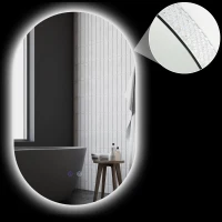 kleankin Miroir ovale mural lumineux LED salle de bain 81 x 51 cm 3 couleurs luminosité réglable interrupteur tactile transparent(m-11)
