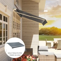 Outsunny Telo di Ricambio per Tenda Parasole Retrattile 4x3 m in Poliestere Anti UV 50+ Grigio(m-9)