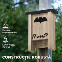 PawHut Set de 3 Căsuțe pentru Lilieci Bat Box din Lemn de Brad, 18x6x22,5 cm, Culoare Naturală(m-5)