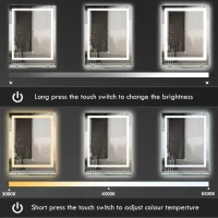 kleankin Large Vanity Mirror with Lights and Shelf, Illuminated bathroom Mirror with 3 Colour Brightness, Smart Touch, Anti-Fog(m-5)